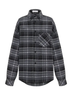Рубашка в клетку long, серый
