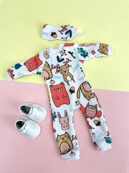 Комбинезон "Зверята" для куклы с мокасинами, Paola Reina 32-34 см