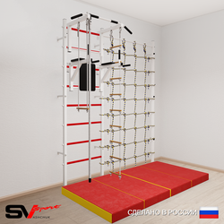 Шведская стенка Sv Sport усиленная 67740 (Турник стандарт/Брусья/Канат/Лестница/Трапеция/Мат 2м/Канатный лаз)