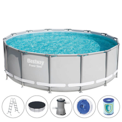 Каркасный бассейн Bestway 427х122 см + фильтр-насос 3028 л/ч, тент, лестница (56444 BW)