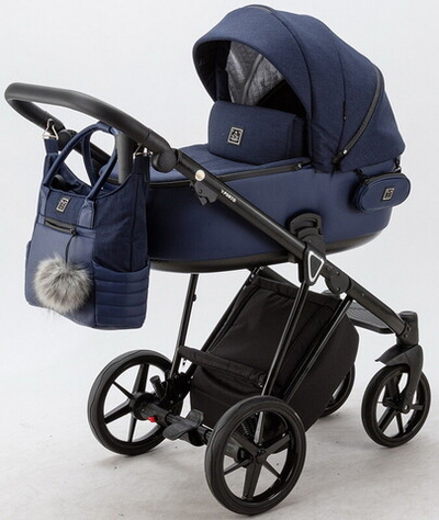 Детская коляска Adamex Porto 2 в 1 PO-PS64 (Т.СИН.ТК+ СИН.КОЖА)