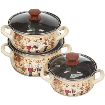 Набор эмалированной посуды 6 пр, кастрюли 1.5,2,3 л, Керчь, Сомелье-Экстра