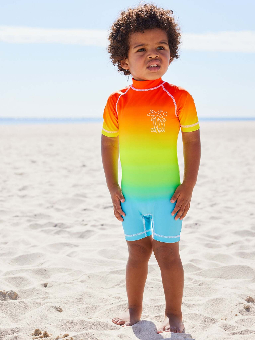 Костюм плавательный слитный для мальчика Next N04-684, Синий, Желтый, Красный