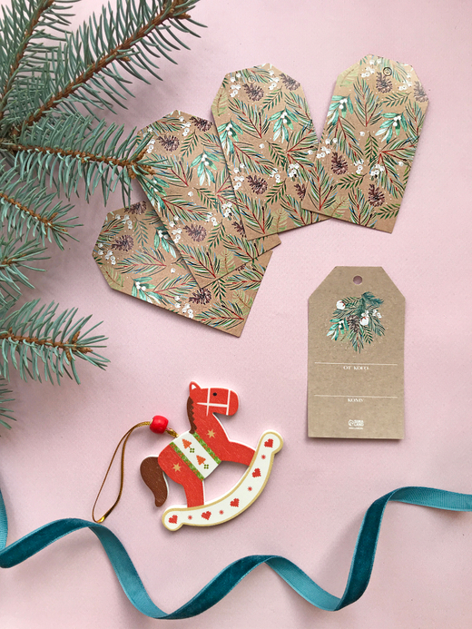 Бирка на подарок «Шишечки», 5 × 9 см