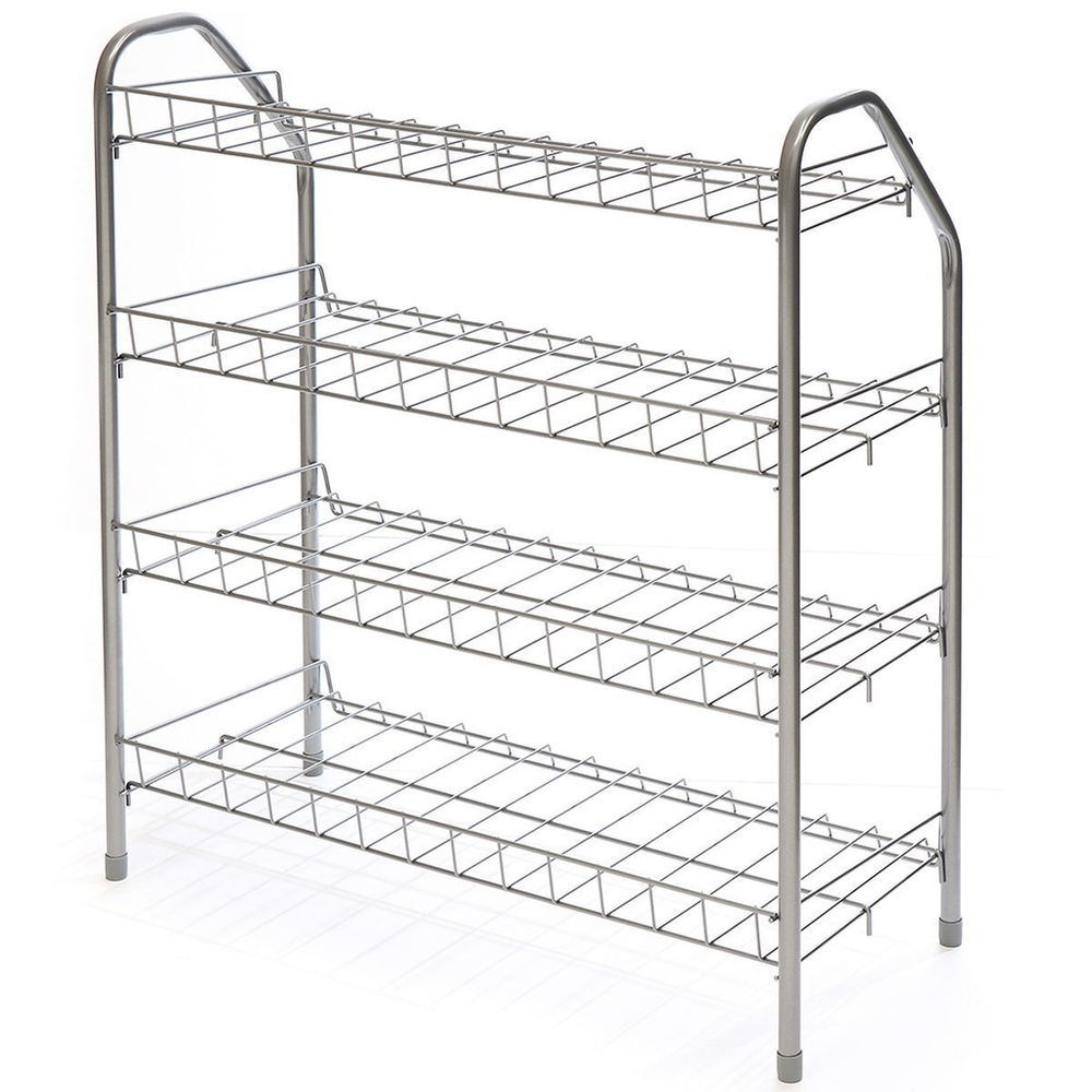 Полка для обуви, мет-л, 4 секц, 66х28х70 см, разборная, сер, Nika, ЭТ1/С