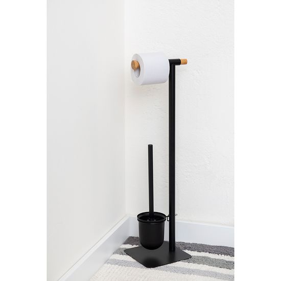 Держатель для туалетной бумаги с подвесным ершиком mats, черный
