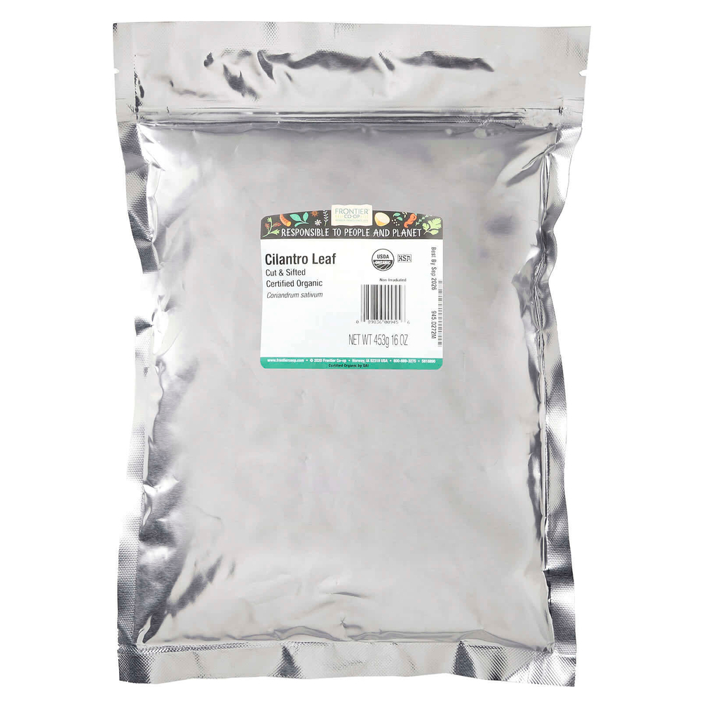 Frontier Co-op, Листья органической кинзы, нарезанные и просеянные, 453 г (16 унций)