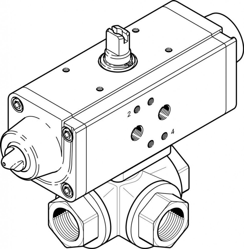 VZBA-1-GGG-63-32T-F0405-V4V4T-PS30-R-90 Шаровой кран с приводом