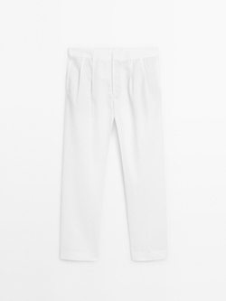 Massimo Dutti Брюки-баллоны с двойными вытачками, кремовый