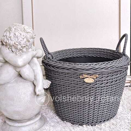 Кашпо Серый шлиф.(ручки) 45л