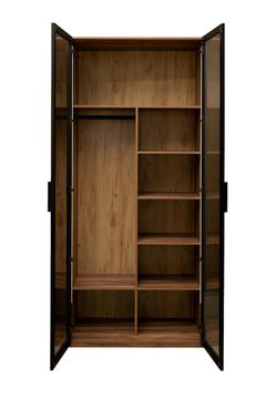 GD-10005-2 Шкаф Alto двухдверный c полками, цвет дуб Барокко, дверцы стекло 100*57*228.5см