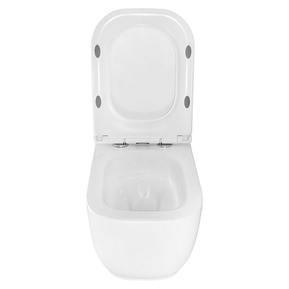 Унитаз подвесной Azario RIANO 350х490х350 безободковый, слив "Скрытое Торнадо", с быстросъемным сиденьем микролифт (AZ-2808E)