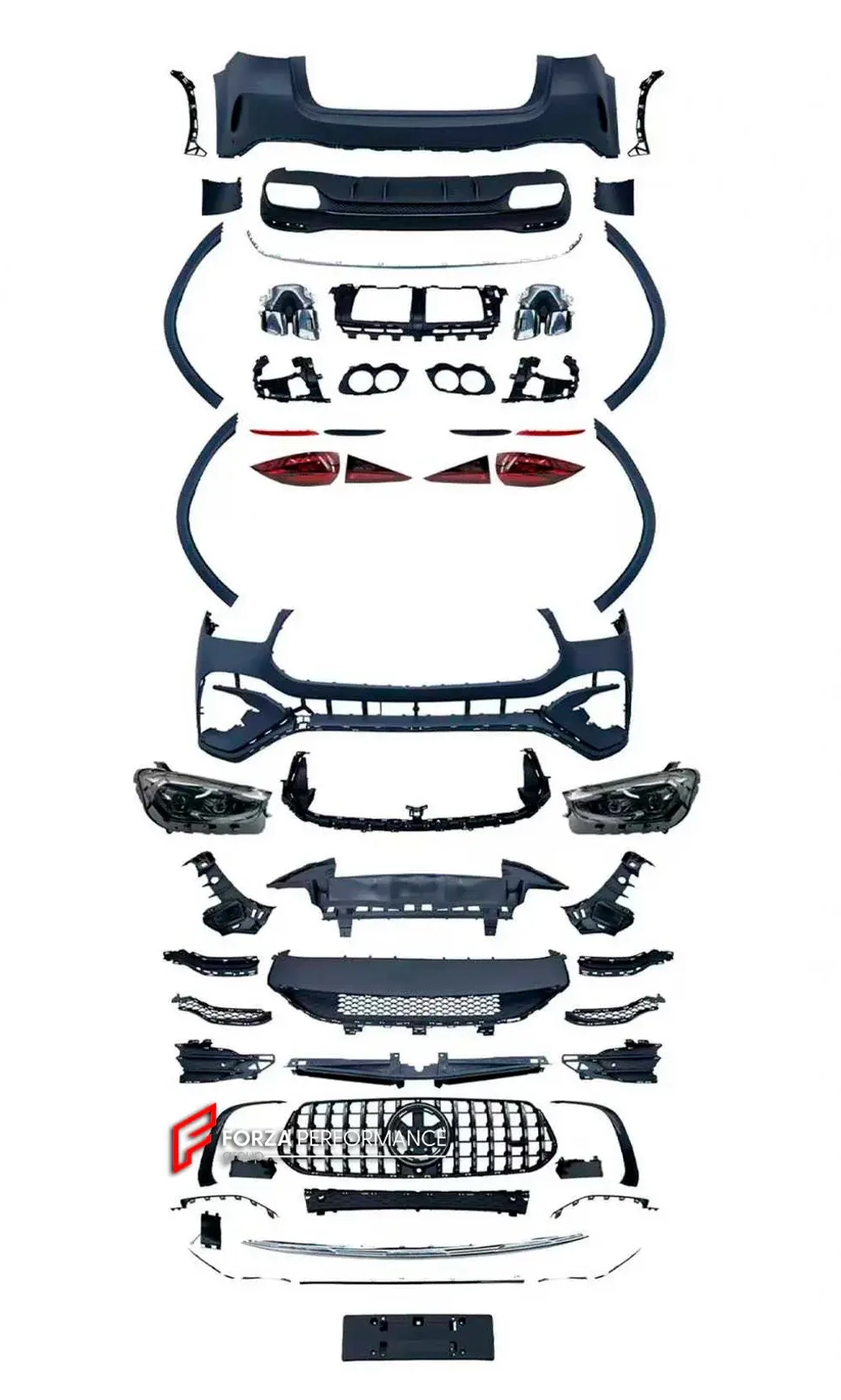 Обвес переделка для Mercedes-Benz GLE V167 SUV 2019-2023 для обновления до GLE53 V167 AMG 2023+ АМГ Мерседес Бенц ГЛЕ класс