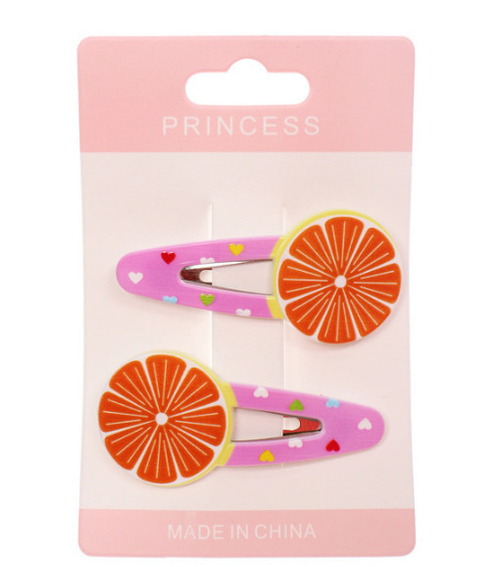Заколка зажим тик-так  2 шт. апельсин (789-688)
