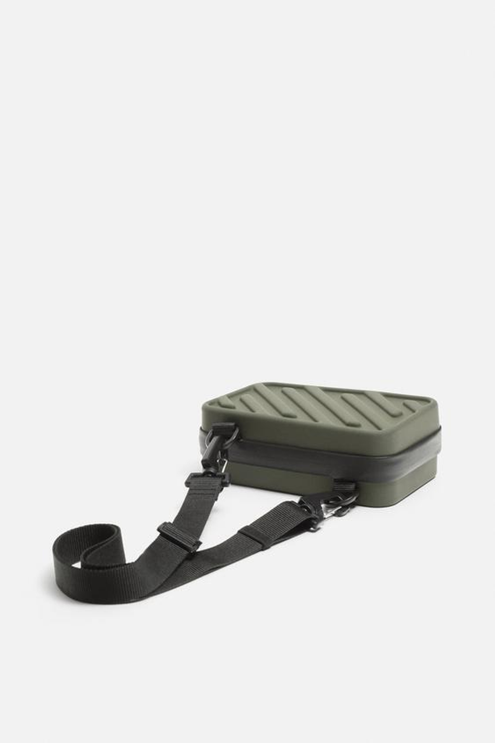 ZARA ЖЕСТКАЯ СУМКА С РЕМНЕМ ЧЕРЕЗ ПЛЕЧО, ЗЕЛЕНЫЙ ХАКИ