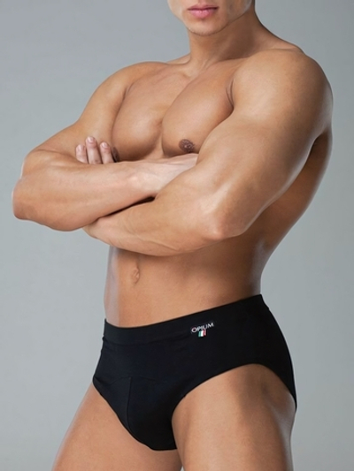 Классические мужские трусы-слипы с шевроном на поясе (Размер: XXXL) (Цвет: черный)