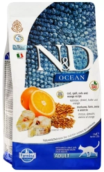 Farmina N&D Cat Ocean Сухой корм для взрослых кошек треска, спельта, овес и апельсин 1,5кг