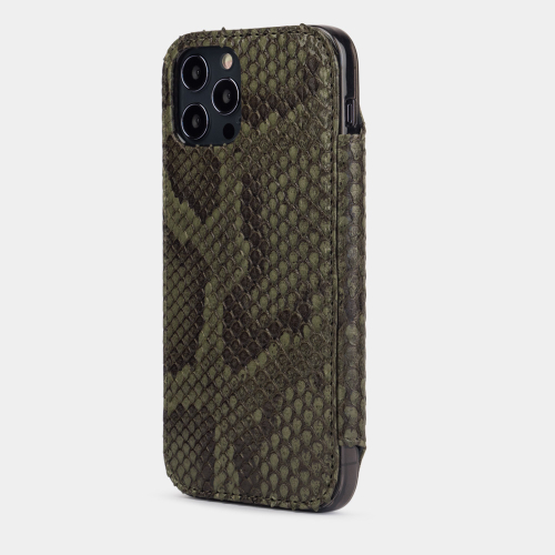 Чехол Benoit для iPhone 12 Pro Max из натуральной кожи питона, зеленого цвета