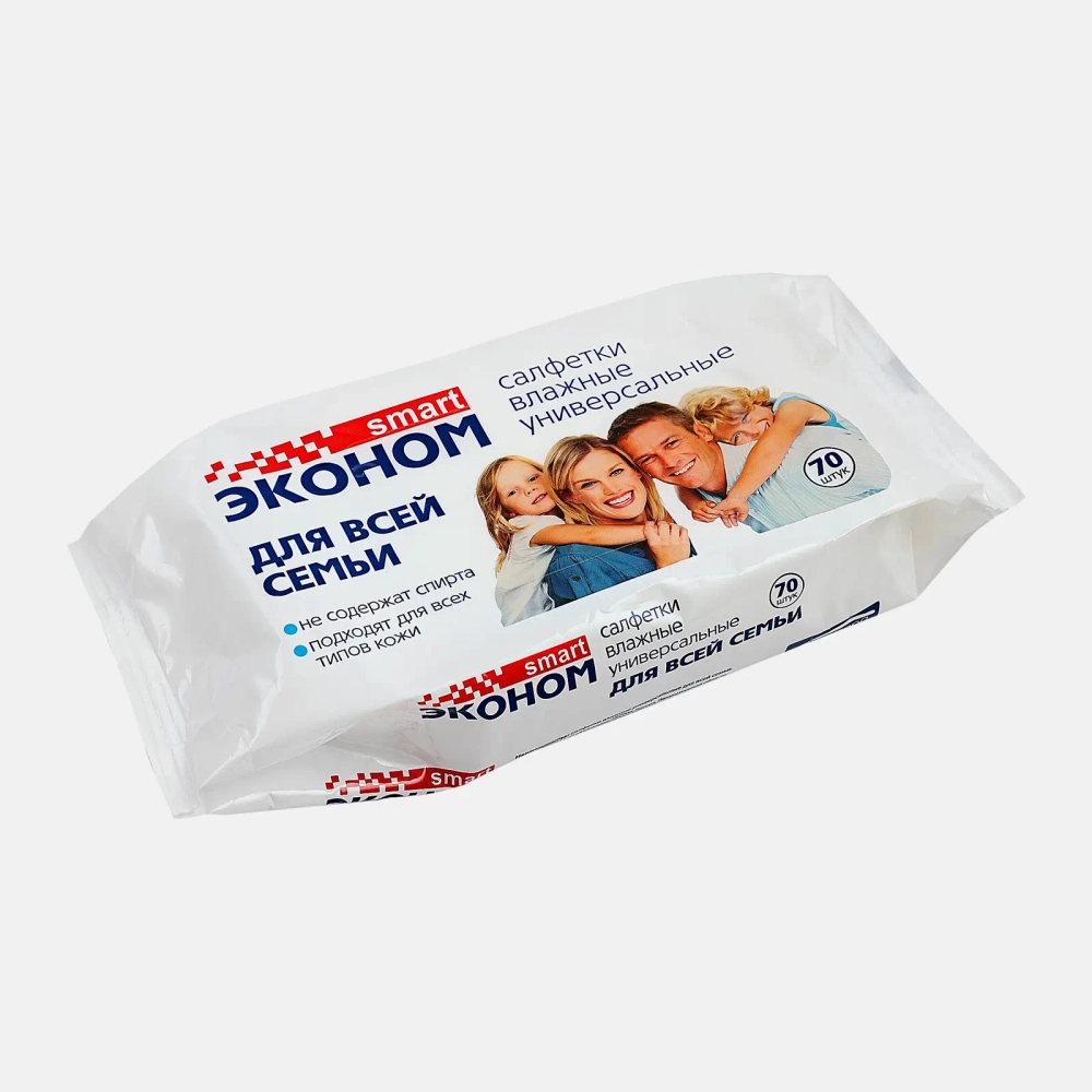 Салфетки влажые Эконом Smart для всей семьи 70шт