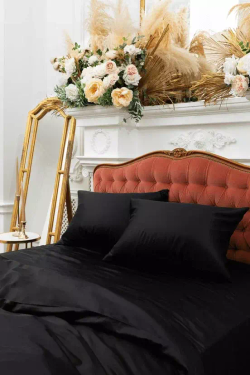 Постельное белье 2 спальное евро German Grass Silk Bliss Diamond Black Grass