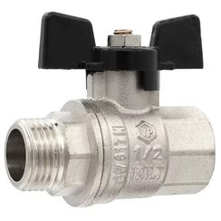 Кран VIEIR шаровый 3/4 ВВ, бабочка, никель, черный (96/12) VP220-02