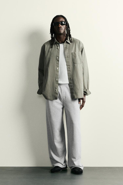 ZARA ДЖОГГЕРЫ WIDE-FIT, СЕРЫЙ МЕЛАНЖ