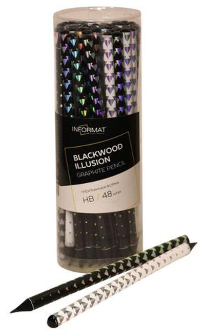 Карандаш ч/г НВ "Blackwood Illusion" корпус дерев. заточ.трехгран. принт на корпусе,тубус (Informat)