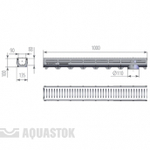 Лоток водоотводный AQUA-TOP DN90 H100 с пластиковой решеткой