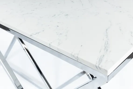 Консоль Triangles 120х74 см, белый мрамор, серебро
