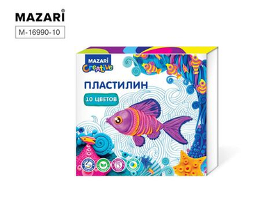 Пластилин 10цв. классический, 200г. со стеком (Mazari)