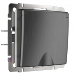 Розетка влагозащ. с зазем. с защит. крышкой и шторками (графит рифленый)