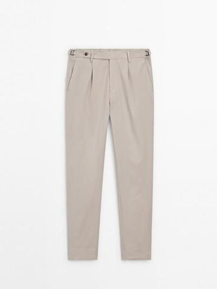Massimo Dutti Костюмные брюки из смесового хлопка, песочный