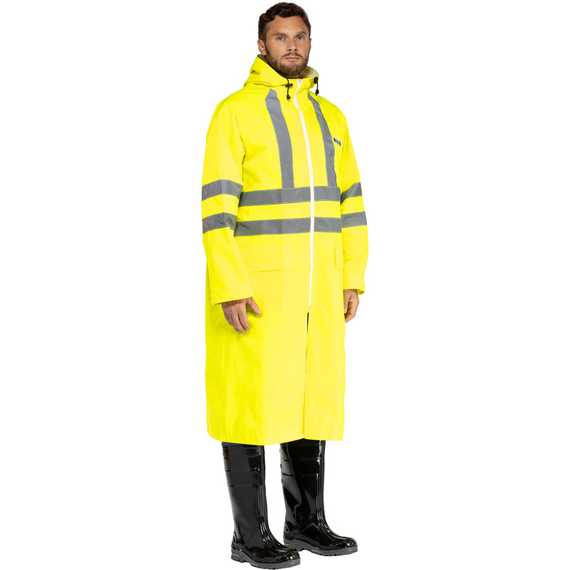 Плащ сигнальный влагозащитный Waterproof Line Extra-Vision WPL ПВХ на молнии лимонный с СОП