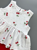 Костюм из муслина топ и брюки «Вишенки»