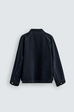 ZARA ДЖИНСОВАЯ КУРТКА С КАРМАНАМИ, МОРСКОЙ ТЕМНО-СИНИЙ