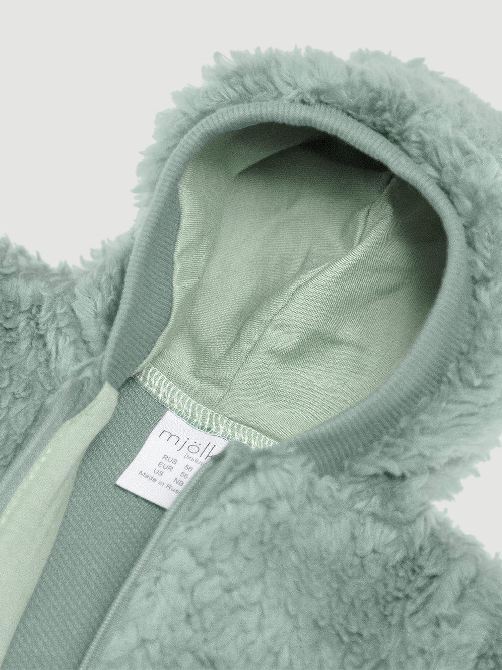 Плюшевый комбинезон из органического хлопка Mjölk Dusty Green, на манжетах
