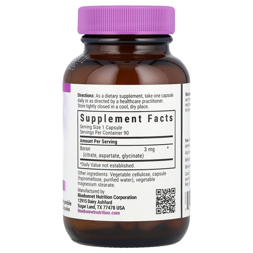 Bluebonnet Nutrition, тройной бор, 90 растительных капсул (3 мг в 1 капсуле)