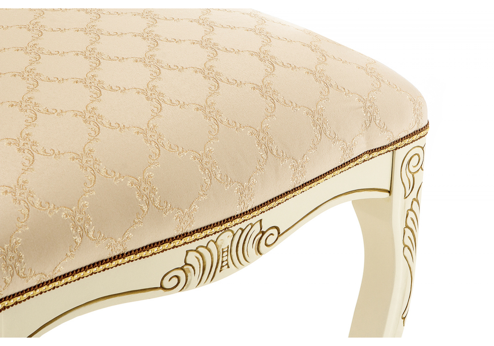 Стул деревянный Woodville Лауро патина золото, бежевый, ножки белые