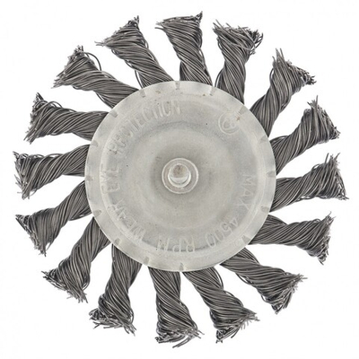 Щетка для дрели, 100 мм, плоская со шпилькой, крученая металлическая проволока Сибртех