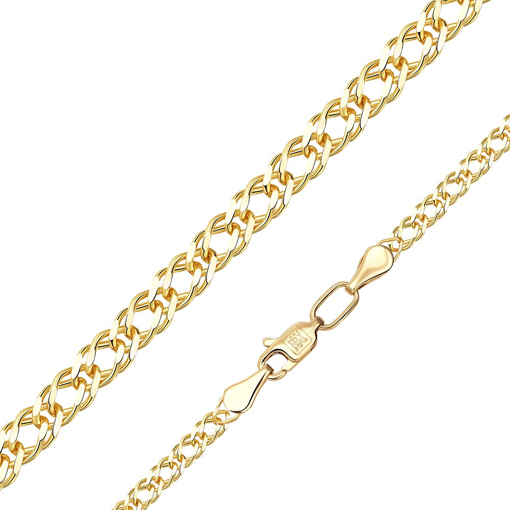 Цепь из лимонного золота с алмазной гранью (плетение «Двойной ромб»)