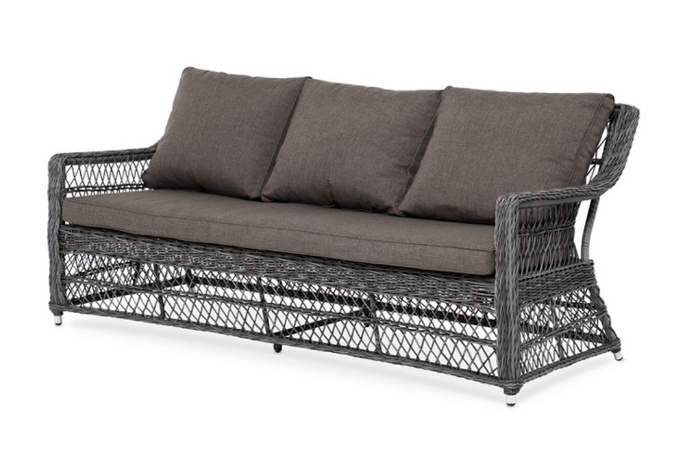 "Гранд Латте" диван трехместный из искусственного ротанга, цвет графит
