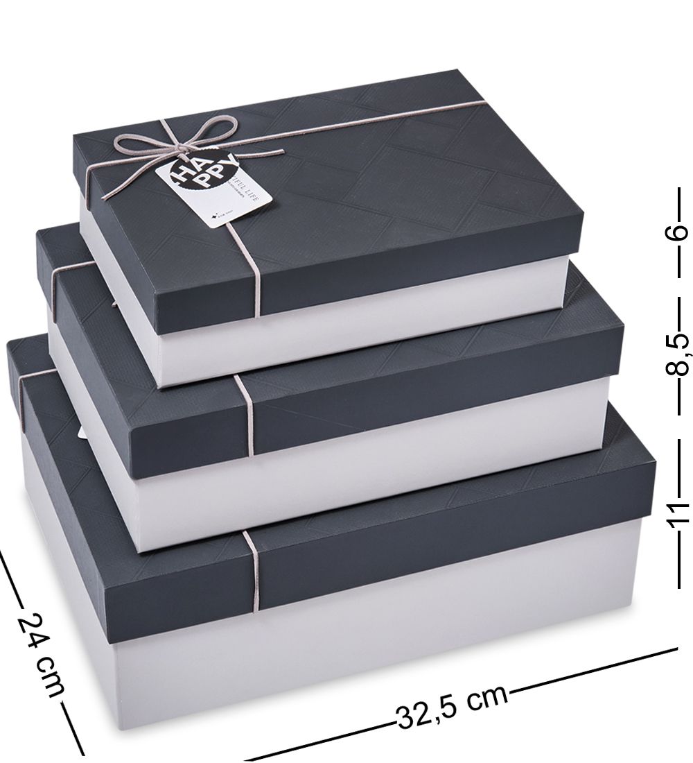 WF-167-B Набор коробок из 3 шт, серый/белый