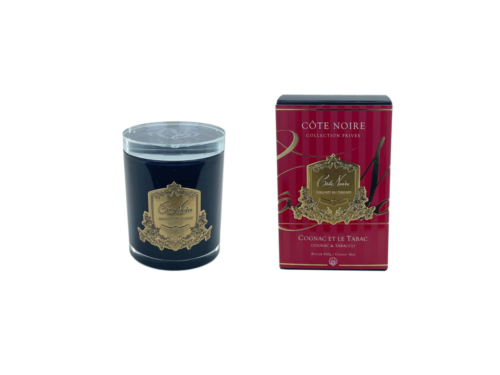 Свеча 450гр Cote Noire Cognac Et Le Tabac черно-золотая