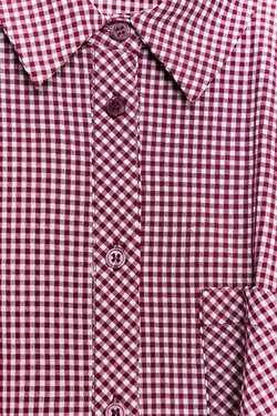 ZARA УКОРОЧЕННАЯ РУБАШКА В КЛЕТКУ ВИШИ, ГРАНАТОВЫЙ