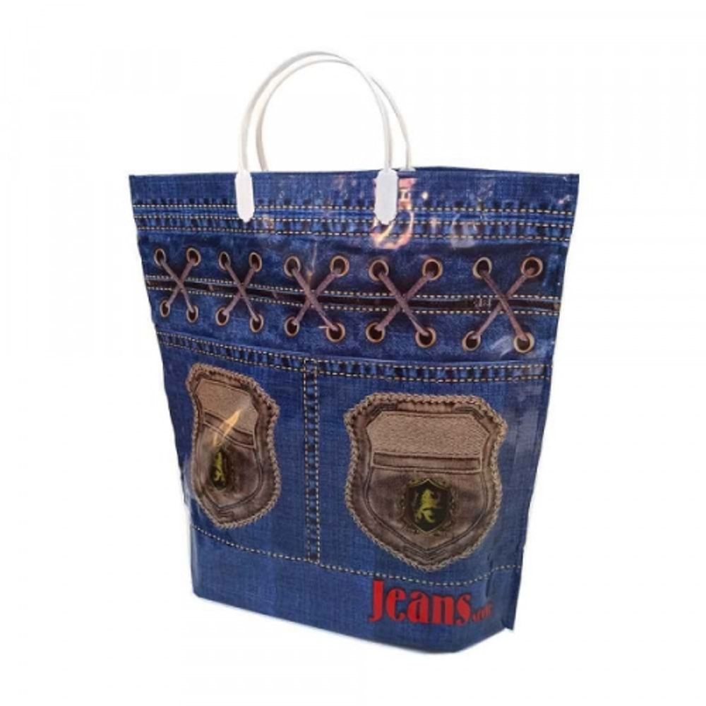 Сумка-пакет "Джинс Стайл" 37+37+12см 160мкм с карманами