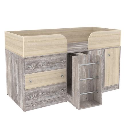 Кровать-чердак КарИВи Малыш 4 Бетон Дуб Сонома