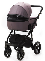 Детская коляска Adamex Bibione 2 в 1 BI-PS21/A (СЕРО-РОЗОВ+СИРЕНЬ ПЕРФ.КОЖА)