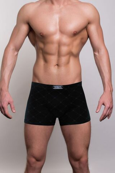 Мужские трусы-боксеры с узором в виде крупной сетки (Размер: M) (Цвет: черный)