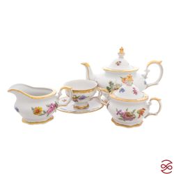 Чайный сервиз Queen's Crown Мейсенский букет на 6 персон 15 предметов