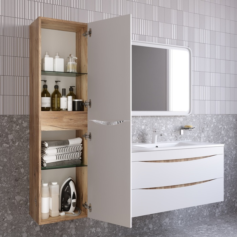 Пенал подвесной IDDIS Cloud, 40 см, белый/золотистый дуб, CLO40Y0i97